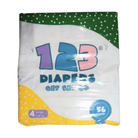 123 DIAPERS LARGE 4 7-18KG 56PCS