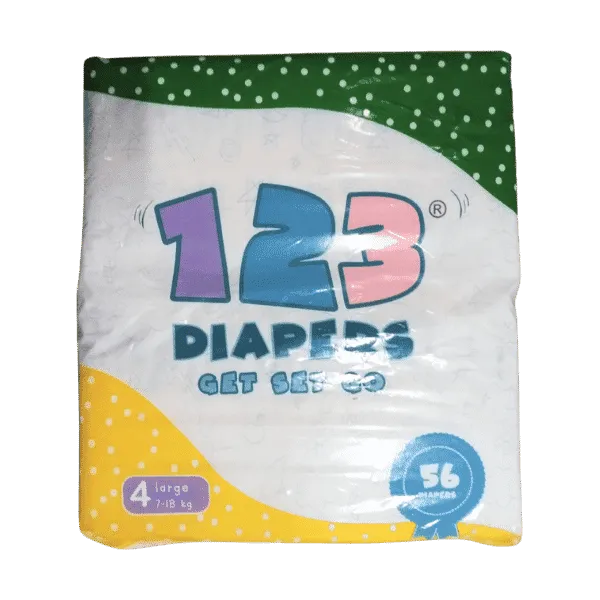 123 DIAPERS LARGE 4 7-18KG 56PCS