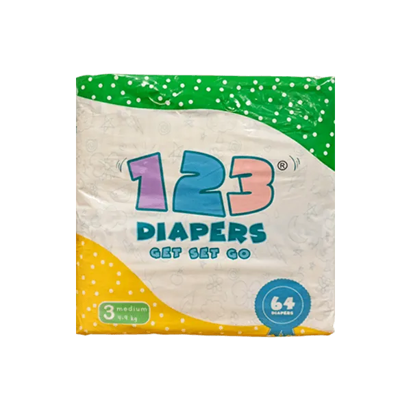 123 DIAPERS MEDIUM 3 4-9KG 64PCS