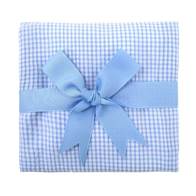 3 Marthas - Blue Small Check Fabric Burp