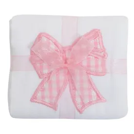 3 Marthas - Pink Bow Appliqued Burp Cloth