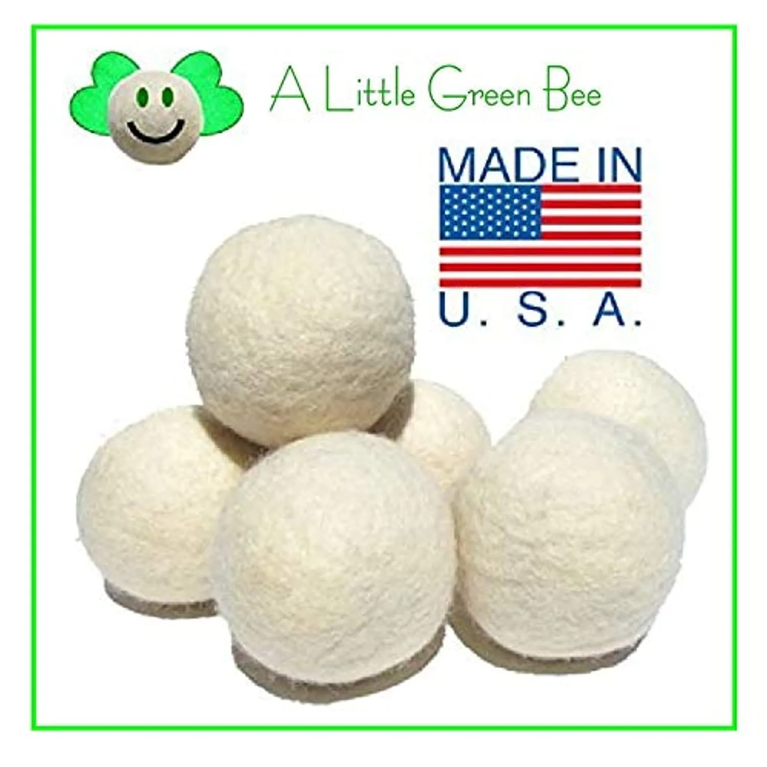 6 Eco-Friendly Wool Dryer Balls -Set of Six 100% Handmade, Natural and Unscented Made in USA