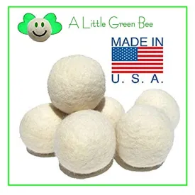 6 Eco-Friendly Wool Dryer Balls -Set of Six 100% Handmade, Natural and Unscented Made in USA