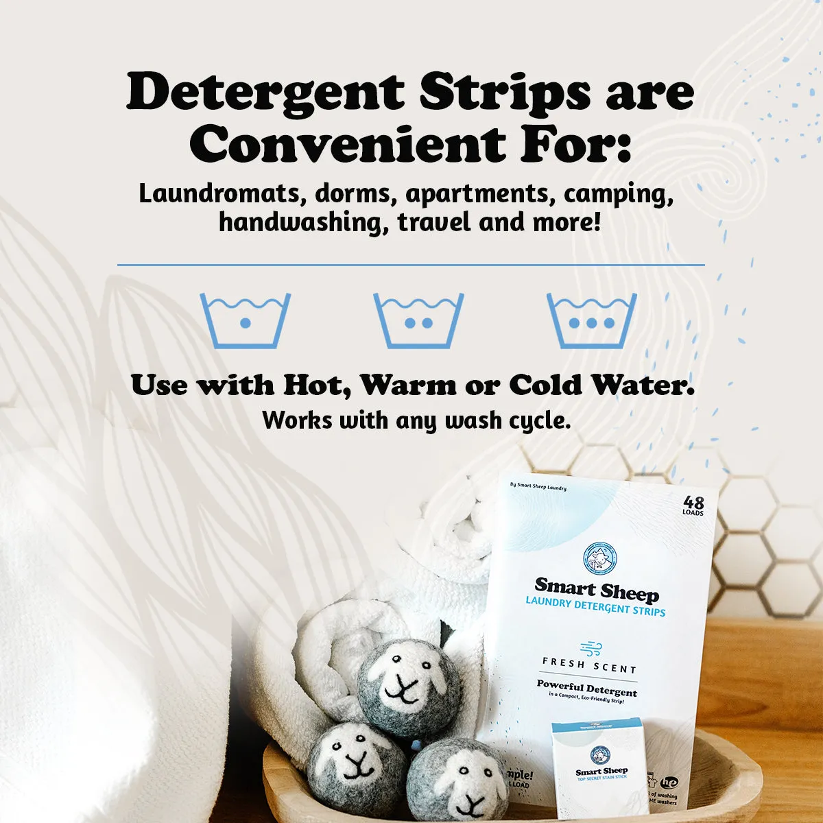 6 Wool Dryer Balls   Detergent Strips