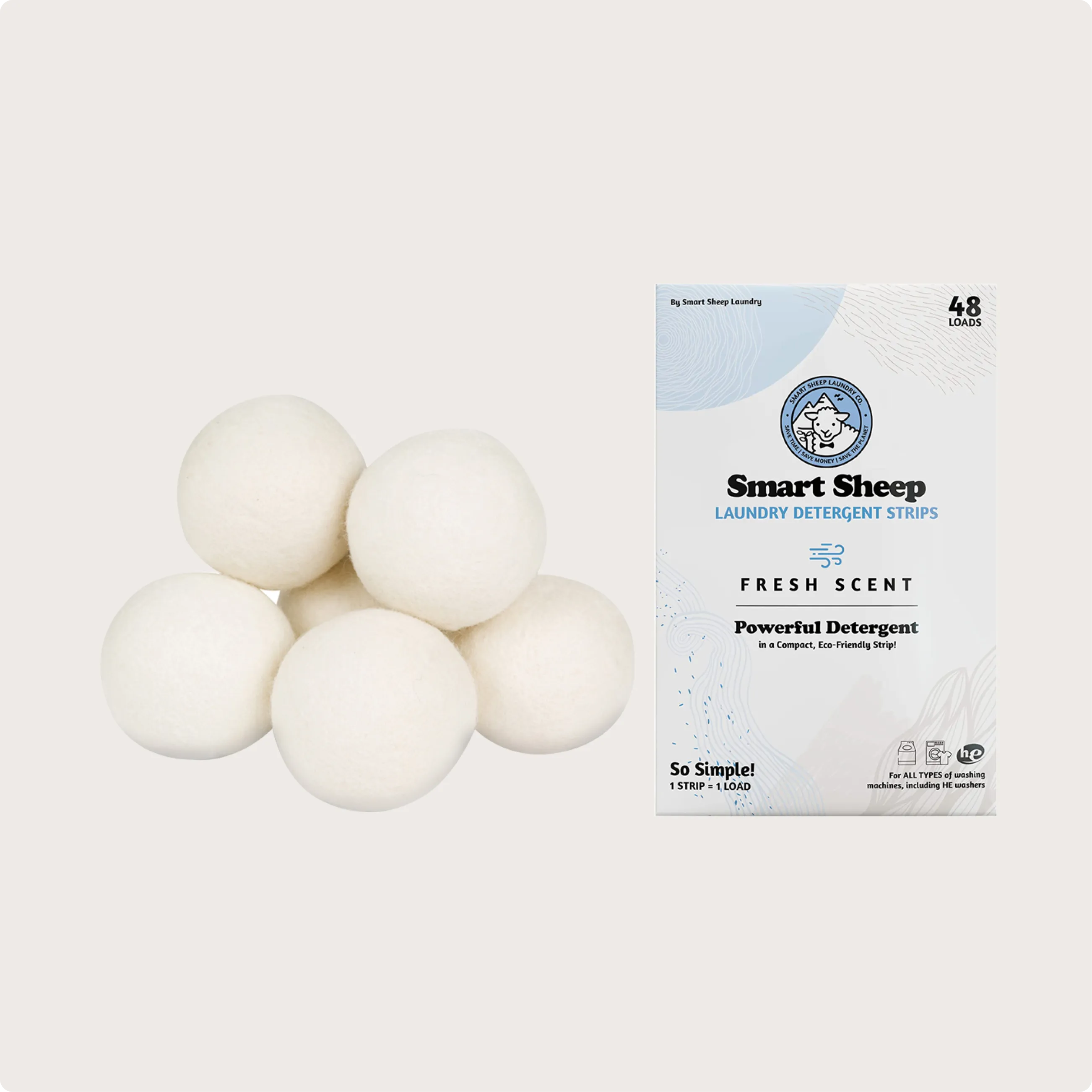 6 Wool Dryer Balls   Detergent Strips