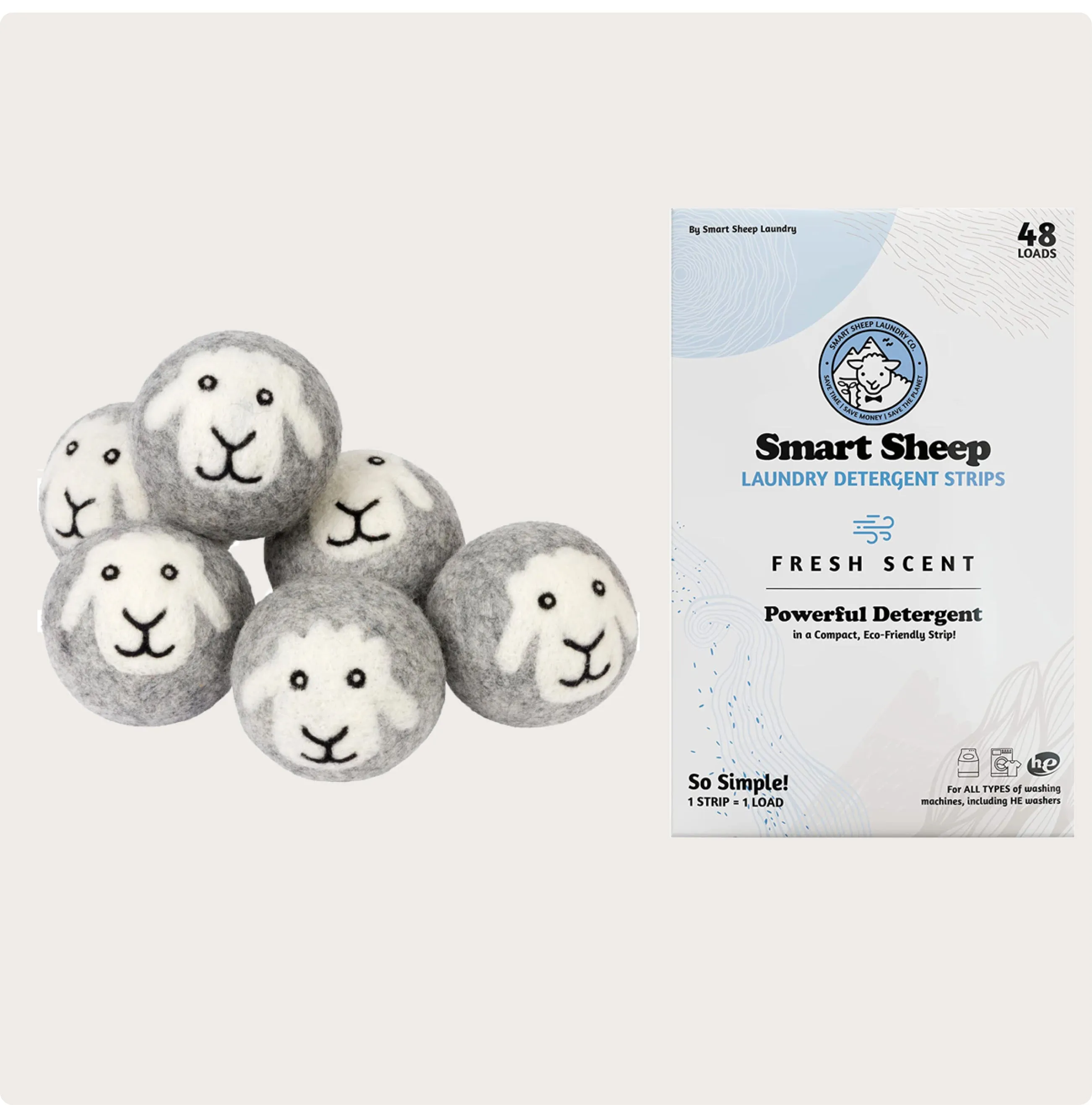 6 Wool Dryer Balls   Detergent Strips