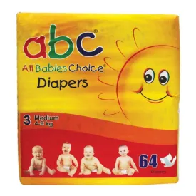 ABC DIAPERS MEDIUM SIZE 3 4-9KG 64PCS