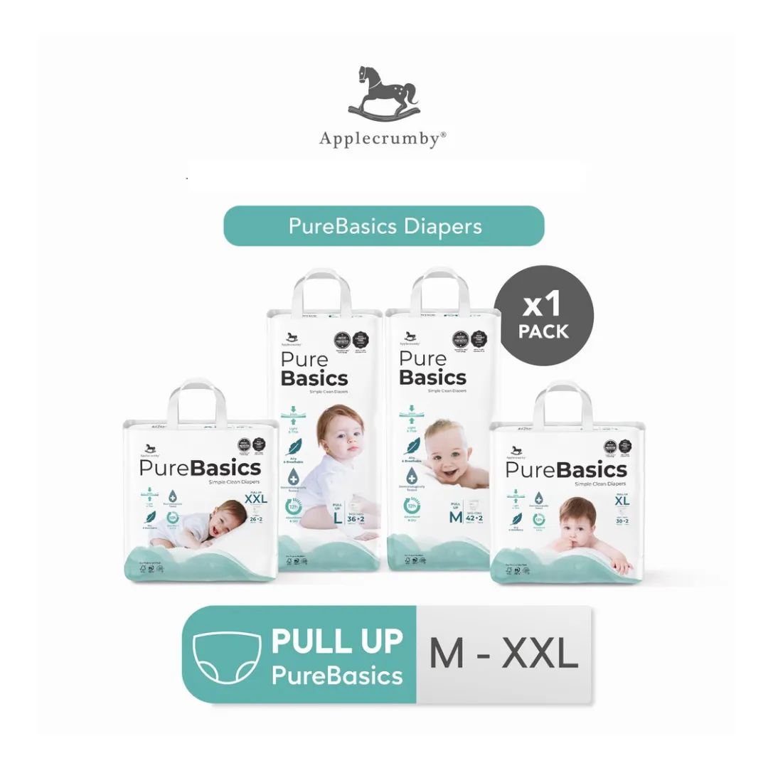 Applecrumby PureBasics Pull Up Diapers - M44 / L38 / XL32 / XXL28