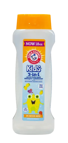 Arm & Hammer Kids 3 In 1 Gentle Body Wash Shampoo   Conditioner With Soothing Baking Soda | No Tears | 16 FLOZ