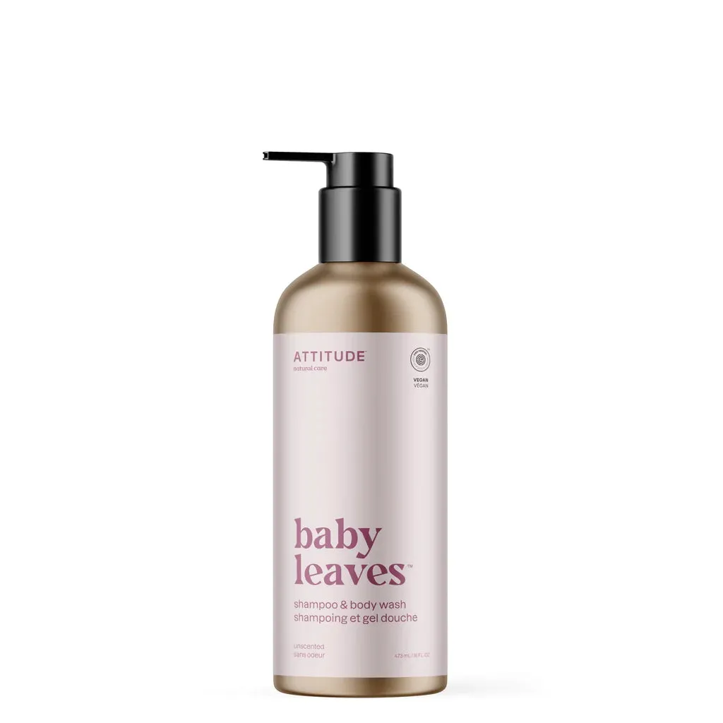 Attitude 2-in-1 Shampoo & Body Wash - Baby Leaves (suitable for babies, children, teens, and adults)