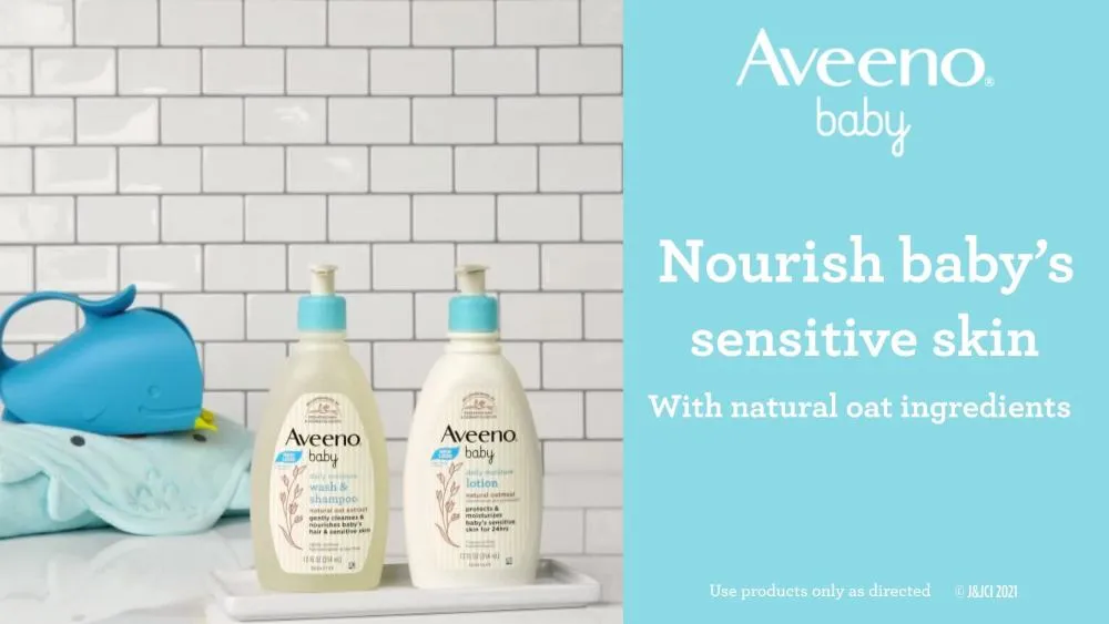 Aveeno Baby Daily Moisture Body Lotion for Sensitive Skin with Natural Colloidal Oatmeal, Suitable for Newborns, 18 FL OZ