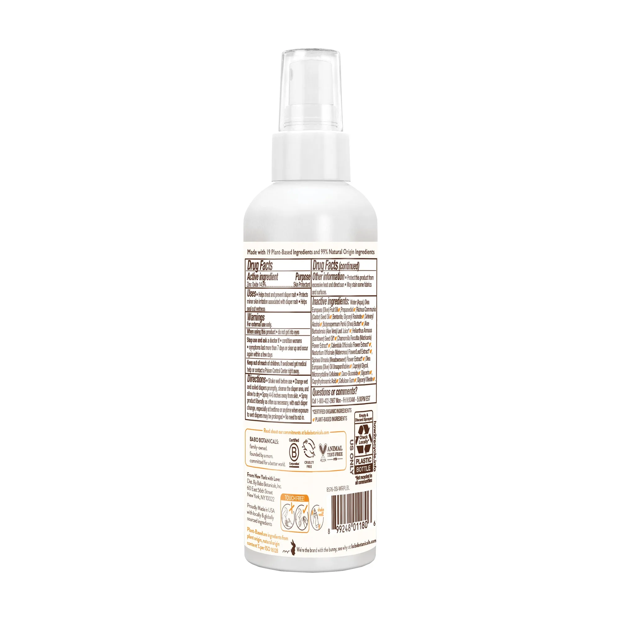 Babo Botanicals Sensitive Baby Diaper Cream Spray