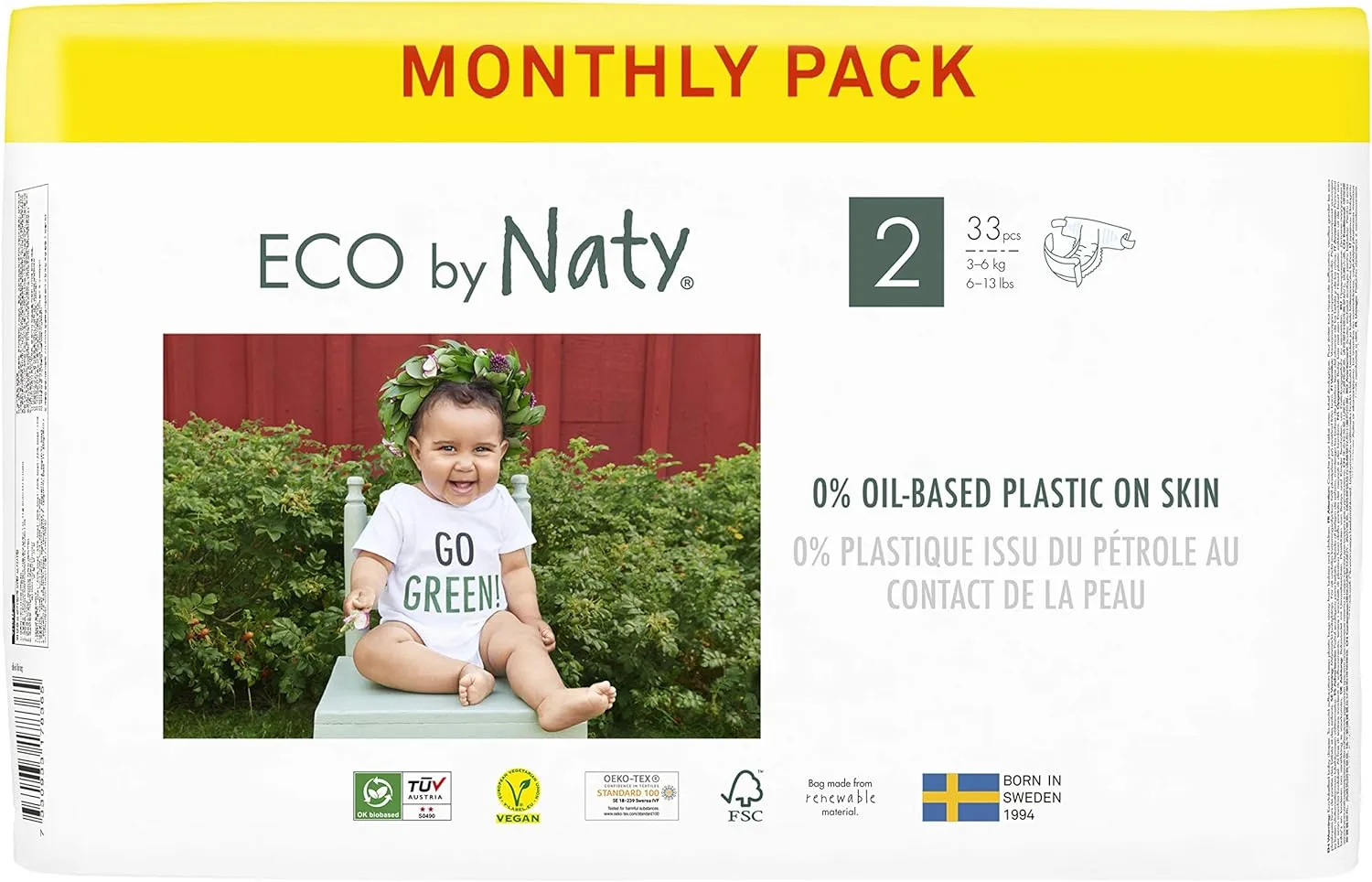 Baby Diapers, Plant-Based Eco-Friendly Diapers, Great for Baby Sensitive Skin and Helps Prevent Leaking