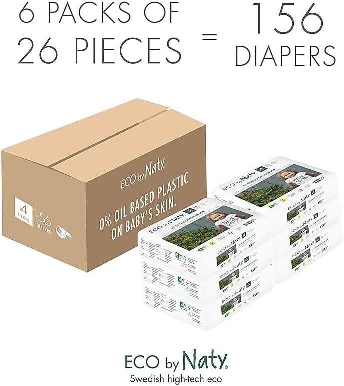 Baby Diapers, Plant-Based Eco-Friendly Diapers, Great for Baby Sensitive Skin and Helps Prevent Leaking