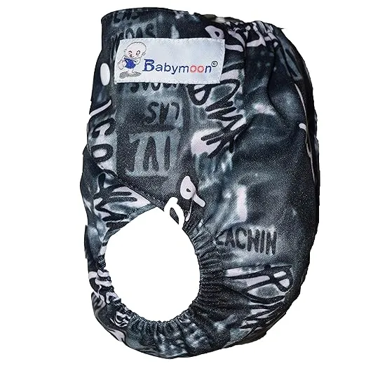 Babymoon 1 Cloth Diaper with 2 5Layers Grey Insert Premium Adjustable Reusable Cloth Diaper (Black Rockstar)