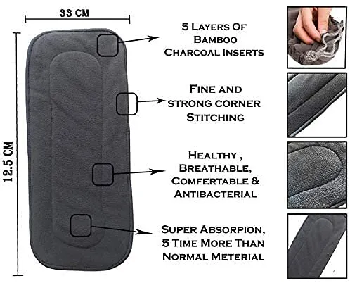 Babymoon 1 Cloth Diaper with 5Layers Grey Insert Premium Adjustable Reusable Cloth Diaper (Love)