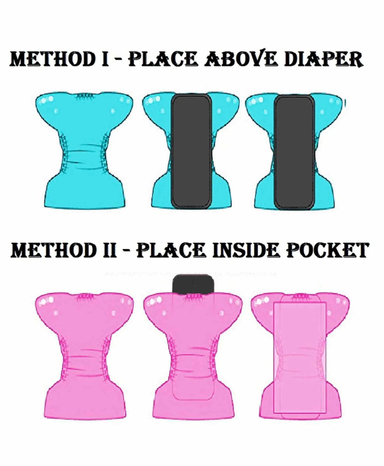 Babymoon Washable & Reusable Cloth Diaper Pocket With Bamboo Charcoal Insert - Pack of 14