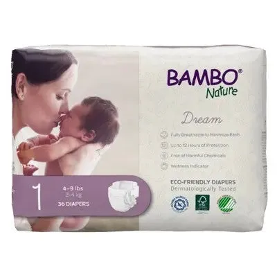 Bambo Nature Baby Baby Diaper Size 1, 4 to 9 lbs. 1000016923, 36 Ct