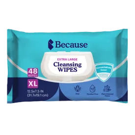 Because Extra Large Cleansing Wipes