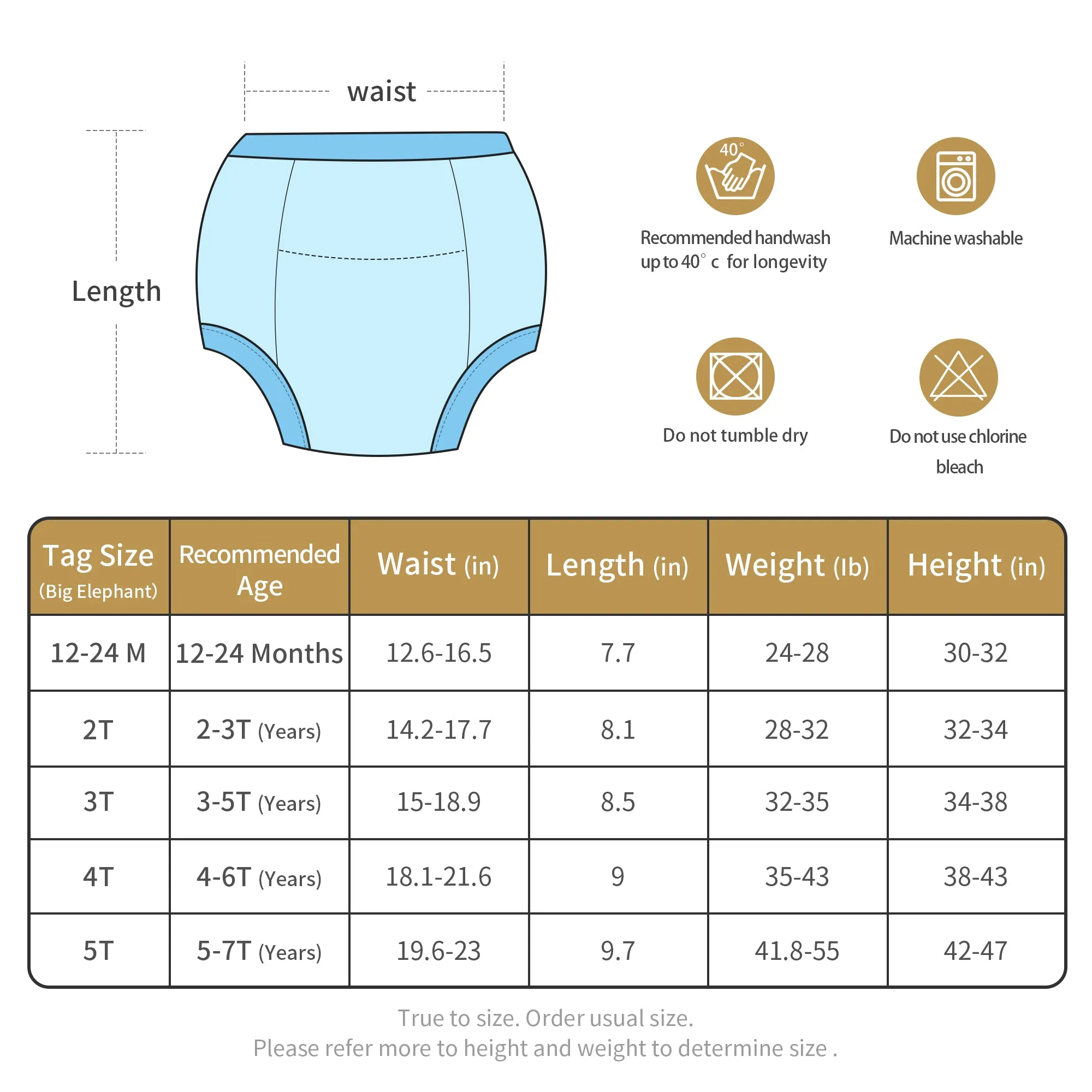 BIG ELEPHANT Training Pants for Boys 6 Packs