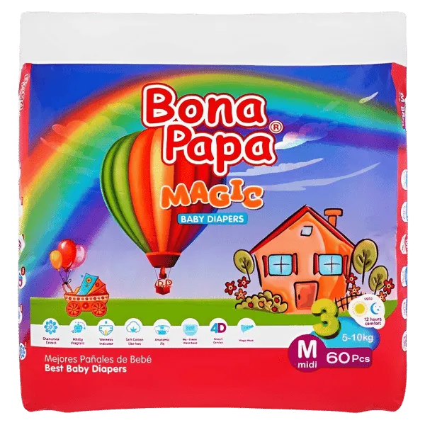 Bona Papa Magic Baby Diapers M Midi No.3, 5-10Kg 60Pcs