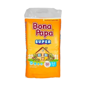 BONA PAPA SUPER BABY DIAPERS S-2 MINI 3-6 KG 50PCS