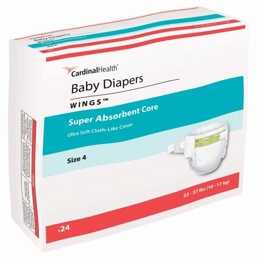 Cardinal Health, Baby Diapers, Wings™, Size 4, Large, 22 - 35 lbs