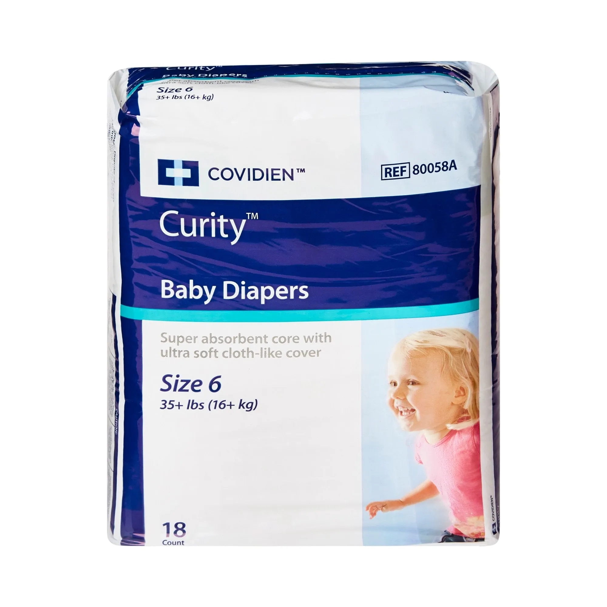 Curity Unisex Baby Diapers, Heavy Absorbency, Disposable, Size 6, 35  lbs