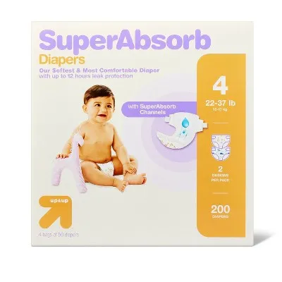 Disposable Diapers Economy Pack - Size 4 - 200ct - up & up