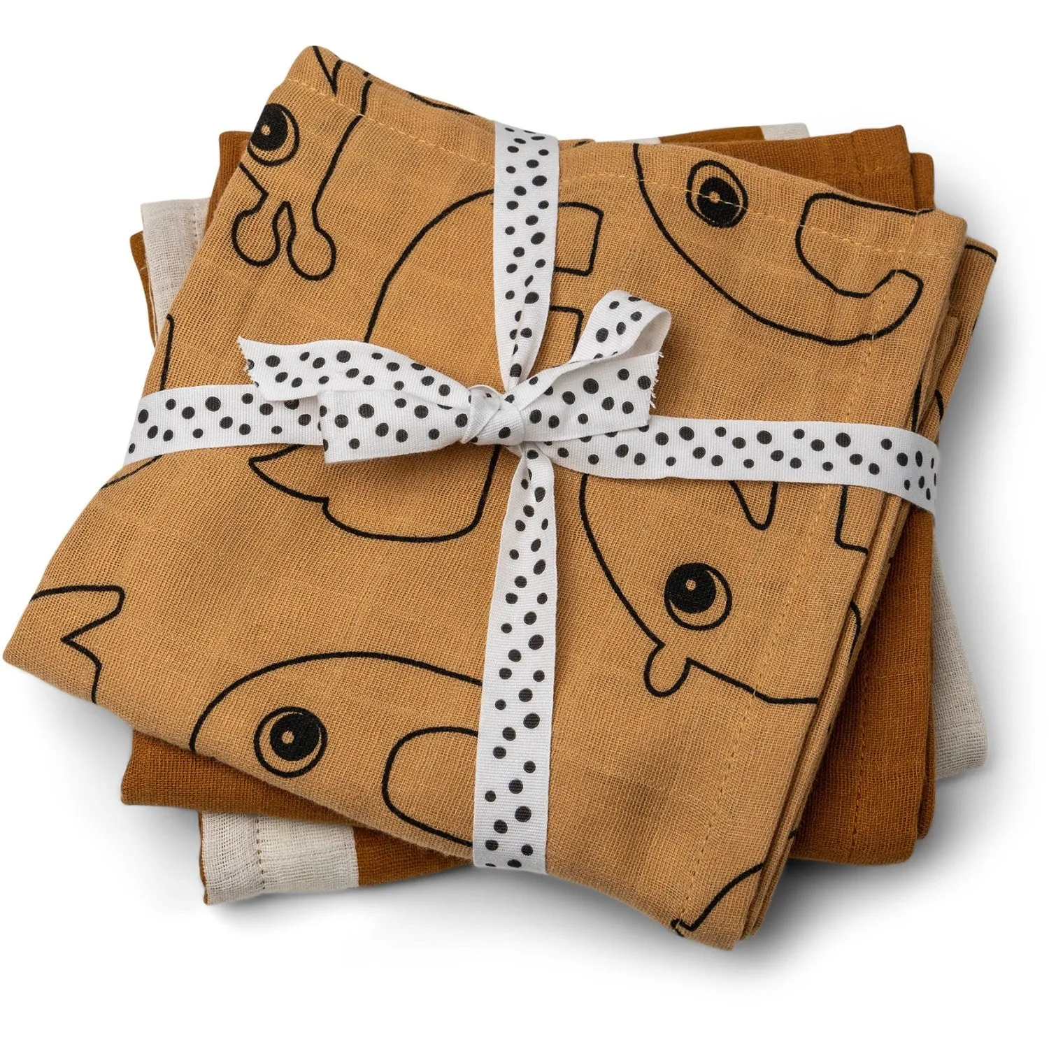 DonebyDeer Mustard Muslin Cloth 3-Pack GOTS Deer Friends