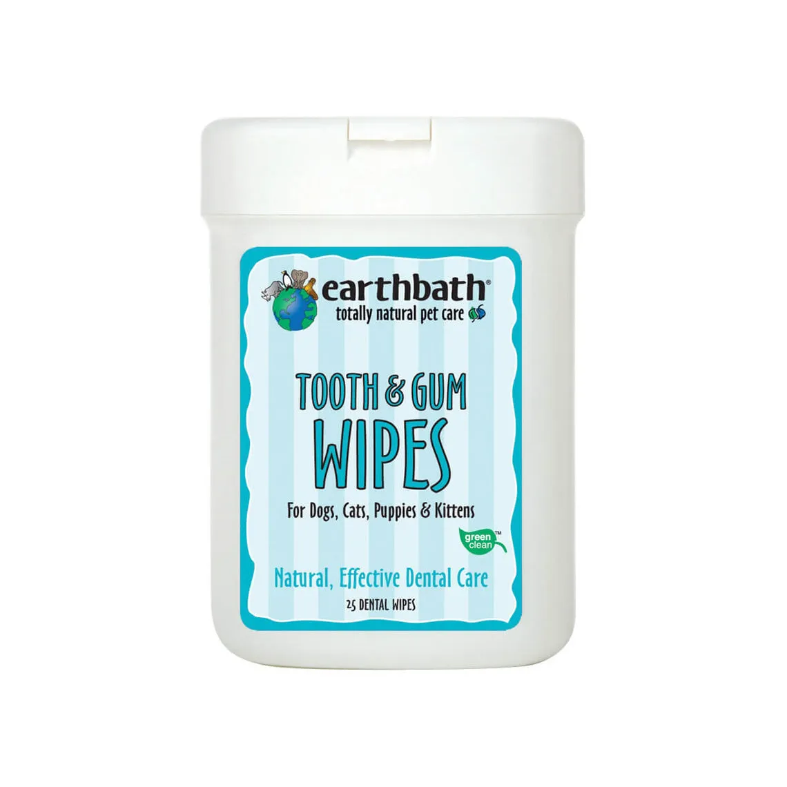 Earthbath Totally Natural Pet Care Tooth & Gum Dental Care Wipes for Dogs and Cats