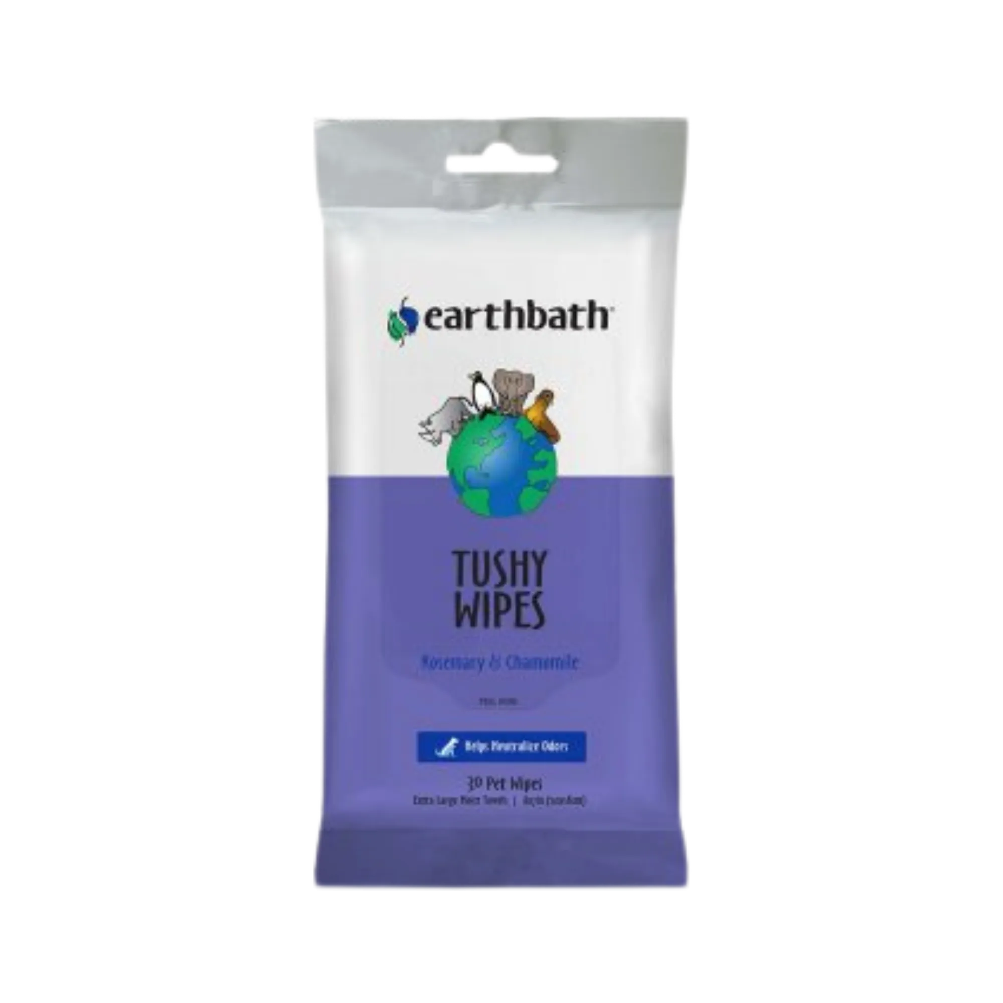 Earthbath Tushy Wipes, Rosemary & Chamomile Odor-Eating Enzymes & Baking Soda