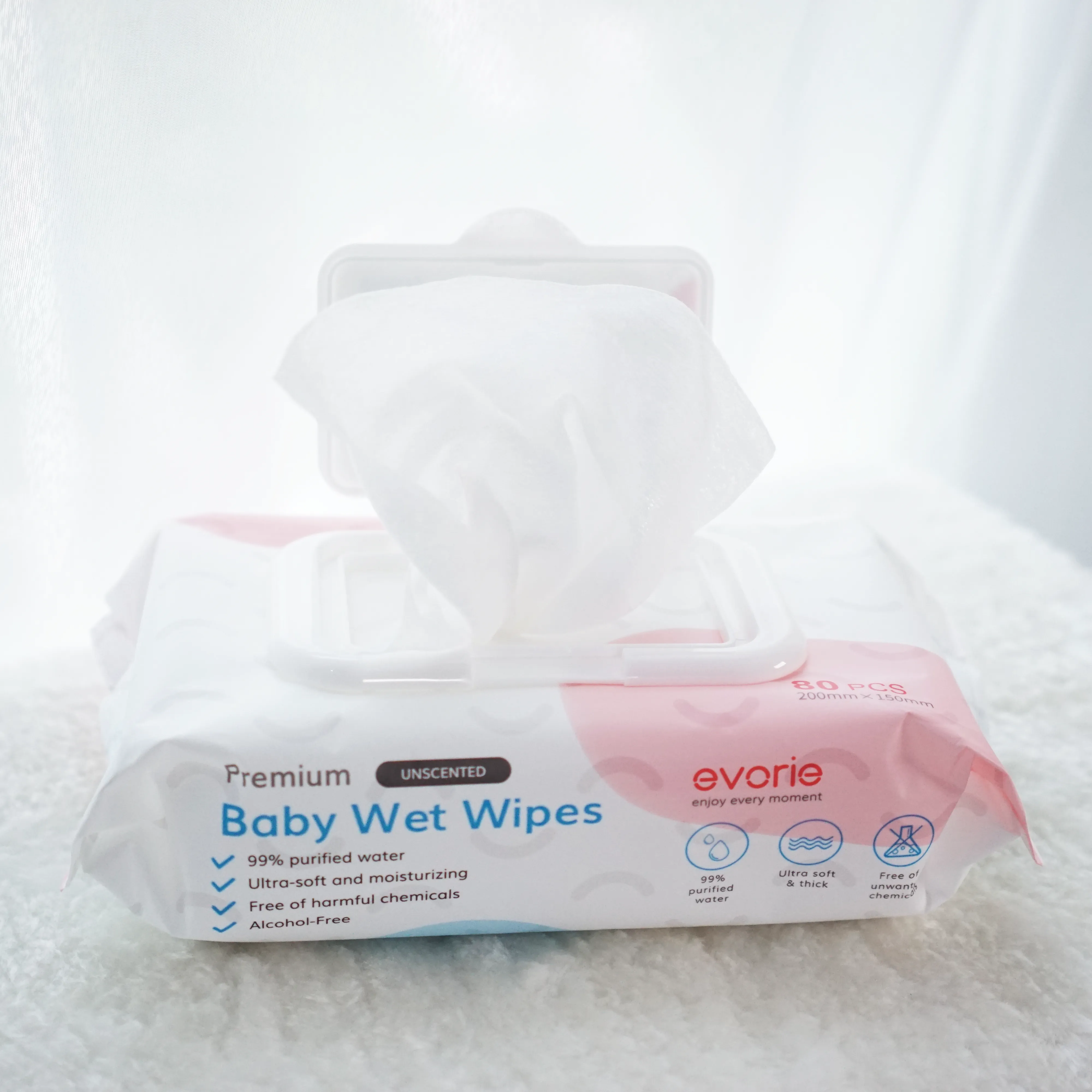 Evorie Premium Baby Wet Wipes (80 Wipes/Pack) - Single Pack