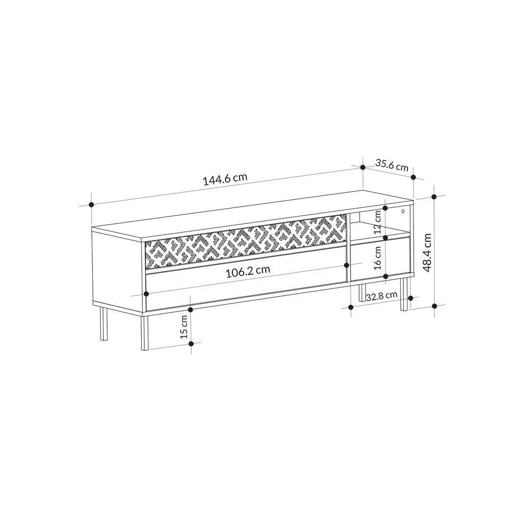 Heaton Modern TV Stand Multimedia Centre TV Unit With Storage Cabinet 144.6cm