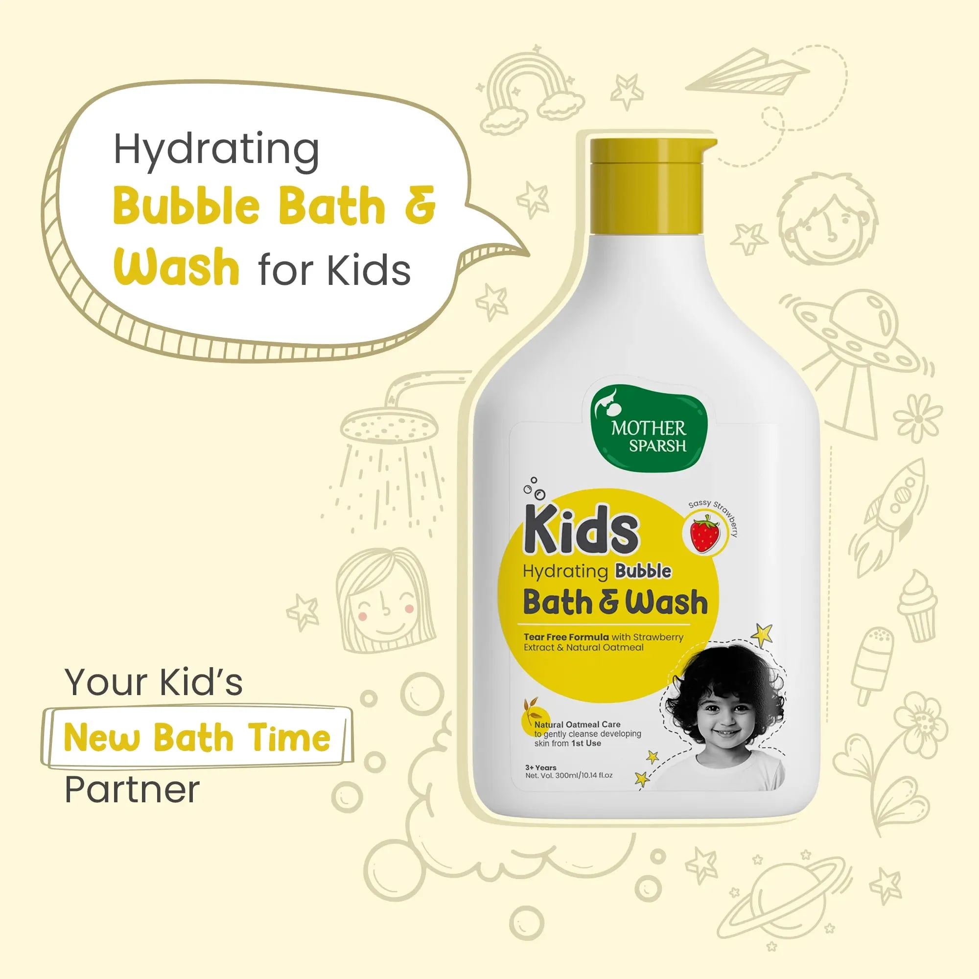 Kids Bubble Bath & Wash - Strawberry 300ml