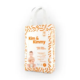 Eco-Friendly Baby Diapers, Size 3 (6-11kg), 2-8 Months - Kim & Kimmy Taped Design for Gentle Care