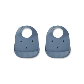 Liewood Tilda Silicon Bib 2 Pack - Rabbit Blue Wave