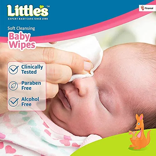 Little's Soft Cleansing Baby Wipes Lid, 80 Wipes (Pack of 6)