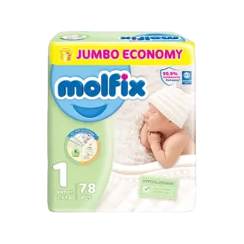 MOLFIX DIAPERS JUMBO PACK NEWBORN 1 - 78PCS