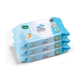 Mother Sparsh 98% Water Based Baby Wipes I Wet wipes made with Plant Fabric I 60 Pcs (Combo Offer Pack of 3)