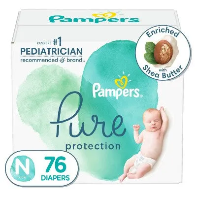 New - Pampers Pure Protection Diapers Super Pack - Size 0 - 76ct