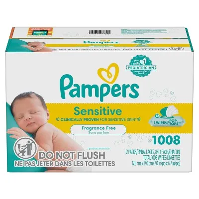 Open Box - Pampers Sensitive Baby Wipes - 1008ct