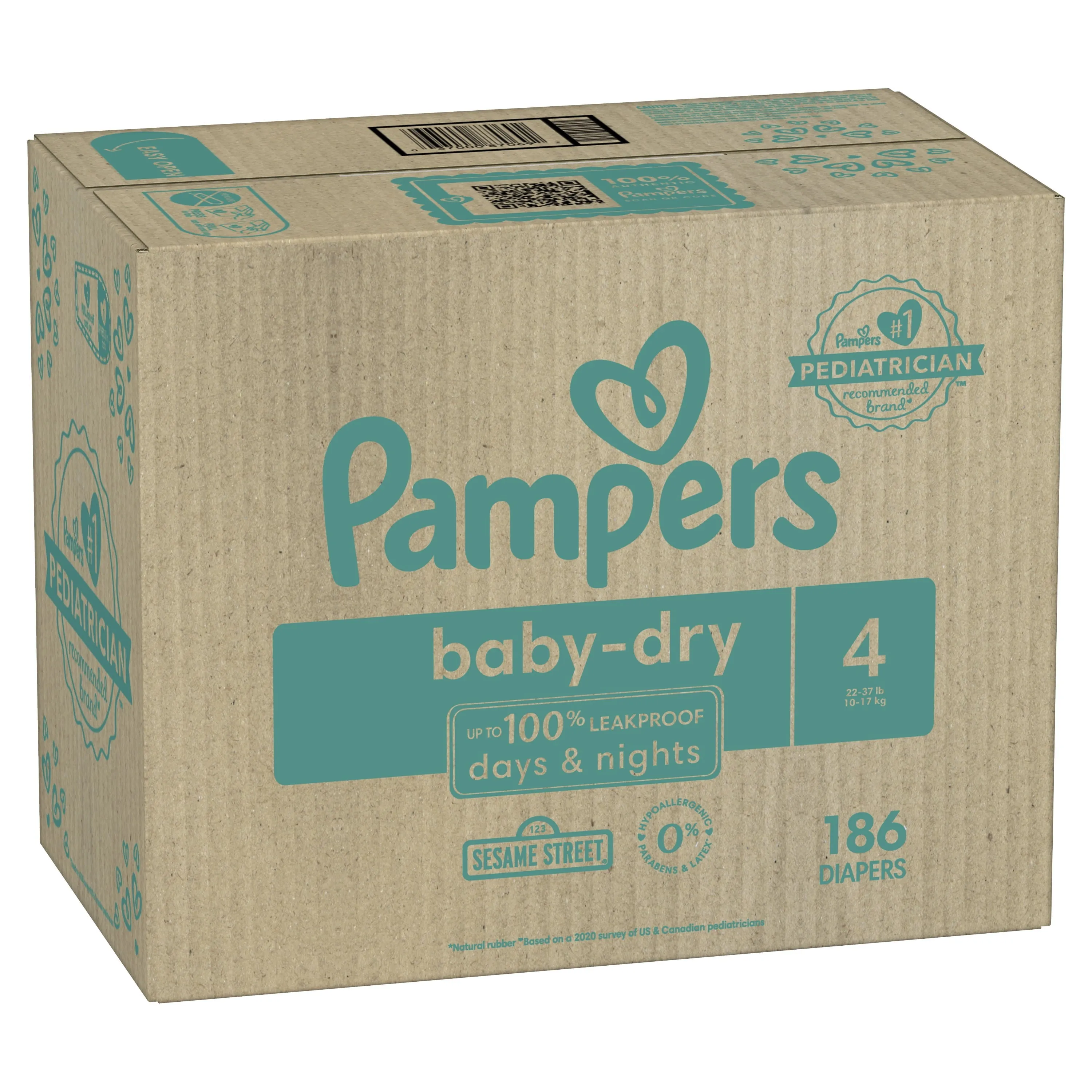 Pampers Baby Dry Diapers Size 4, 186 Count (Select for More Options)