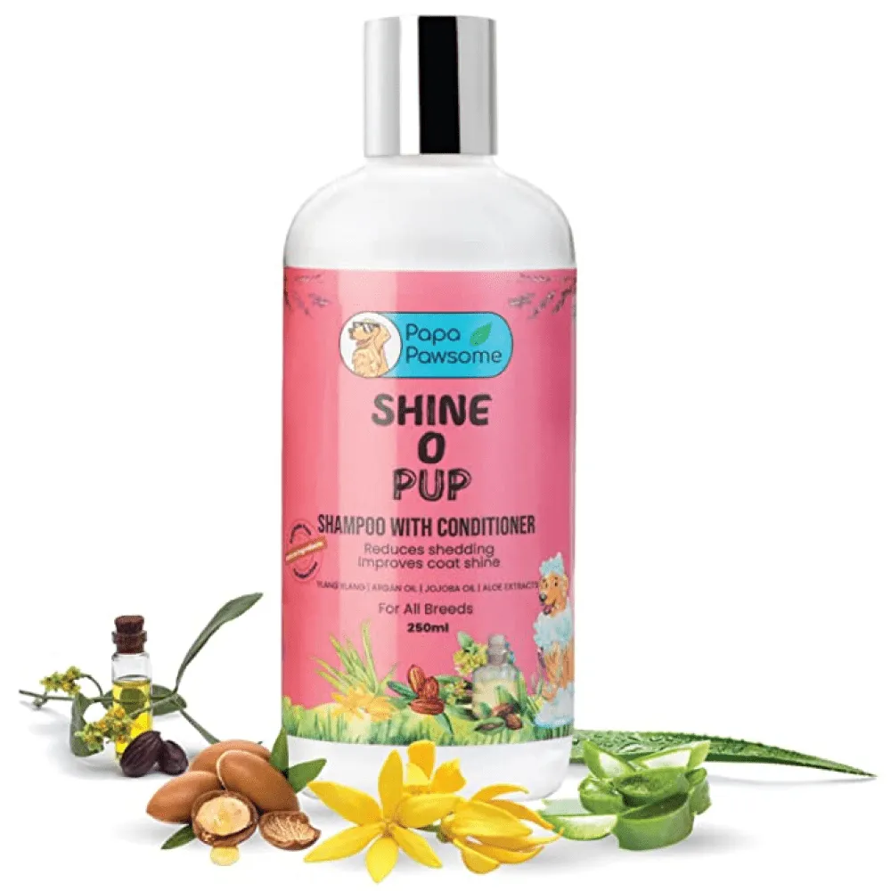 Papa Pawsome Shine O' Pup Tear Free Shampoo with Conditioner for Dogs