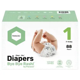 Parasol Clear Dry Natural Disposable Diapers - Size 1 - 88ct