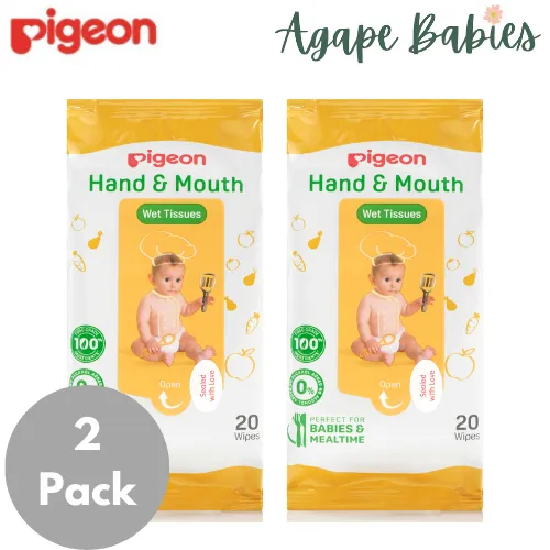 Pigeon Hand And Mouth Wet Tissues 20s - Pack of 2