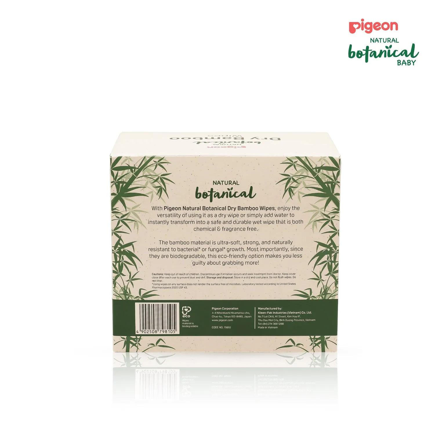 Pigeon Natural Botanical Dry Bamboo Wipes 70 Sheets