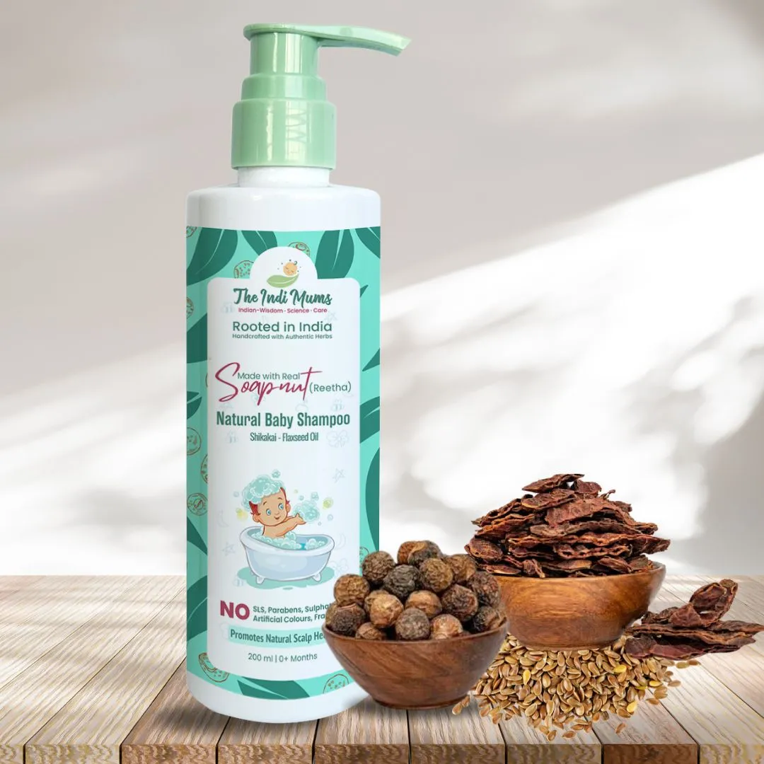 Reetha, Shikakai & Flaxseed Oil Shampoo for Newborn | The Indi Mums | 200 ML