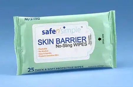 Safe n Simple No Sting Barrier Wipes 25/Box