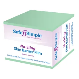 Safe N' Simple No-Sting Skin Barrier Wipe 5" x 7" - Pack of 25